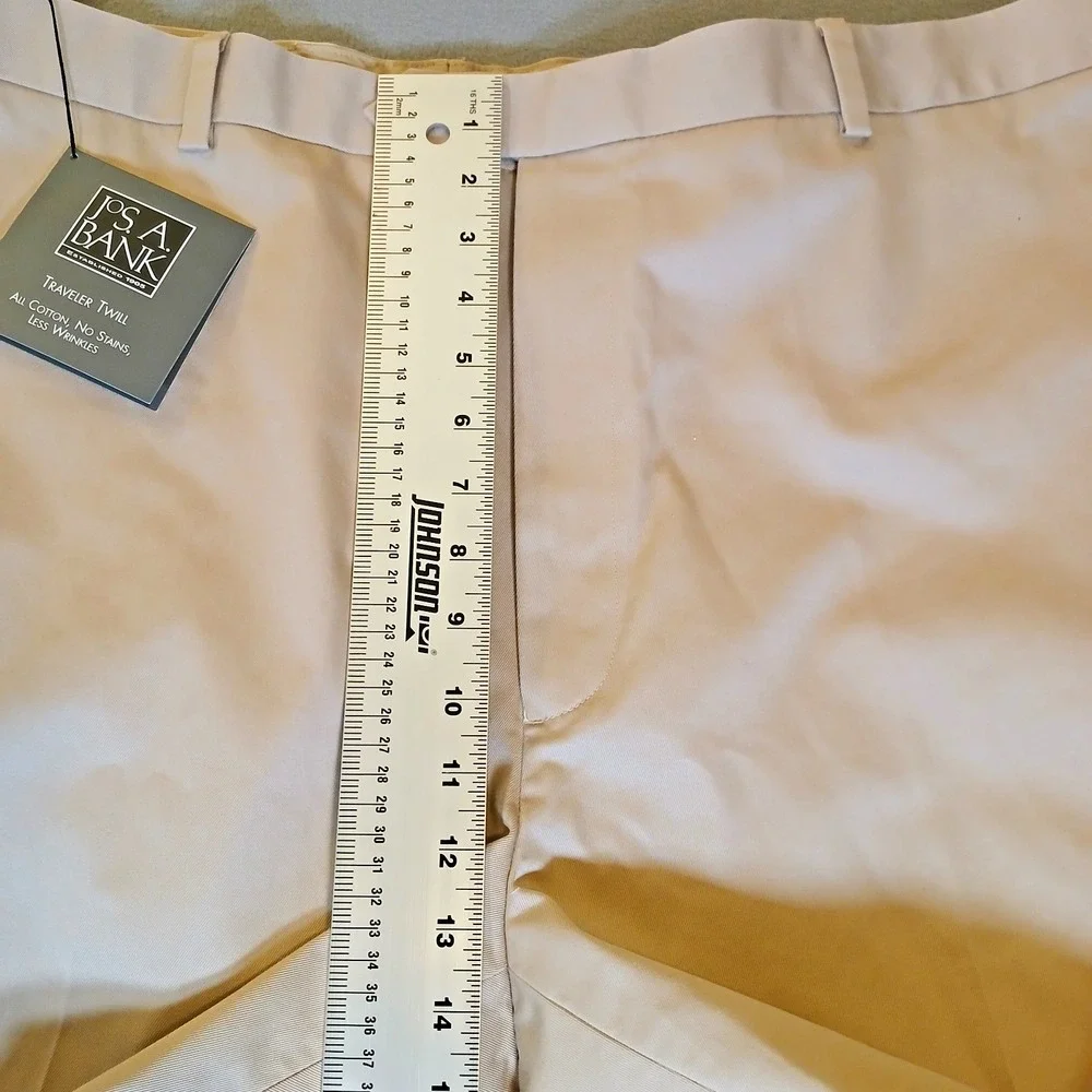 NEW Jos A Bank Mens Traveler Twill Khaki Pants 46x34 Flat Front Cotton $115